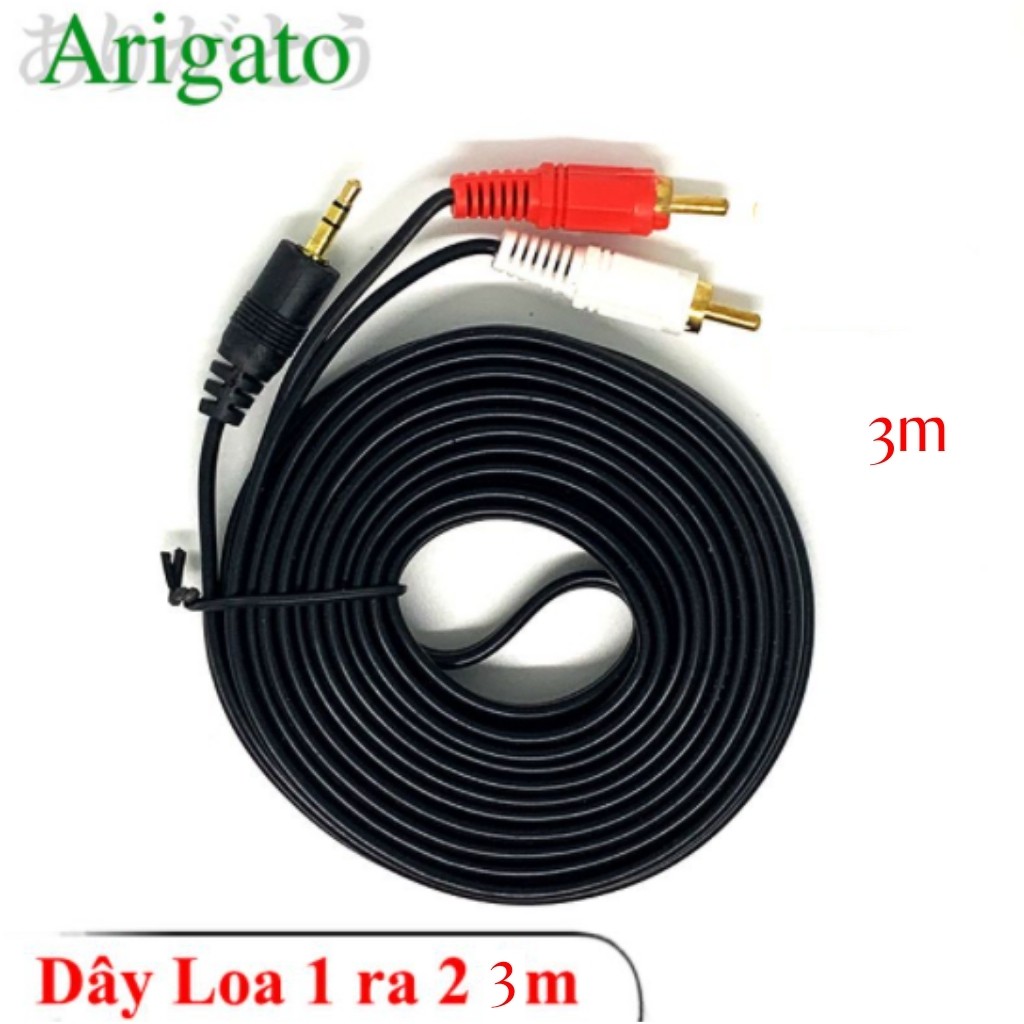Dây Loa 1 ra 2 ,jack 3.5 ra đầu hoa sen 3m