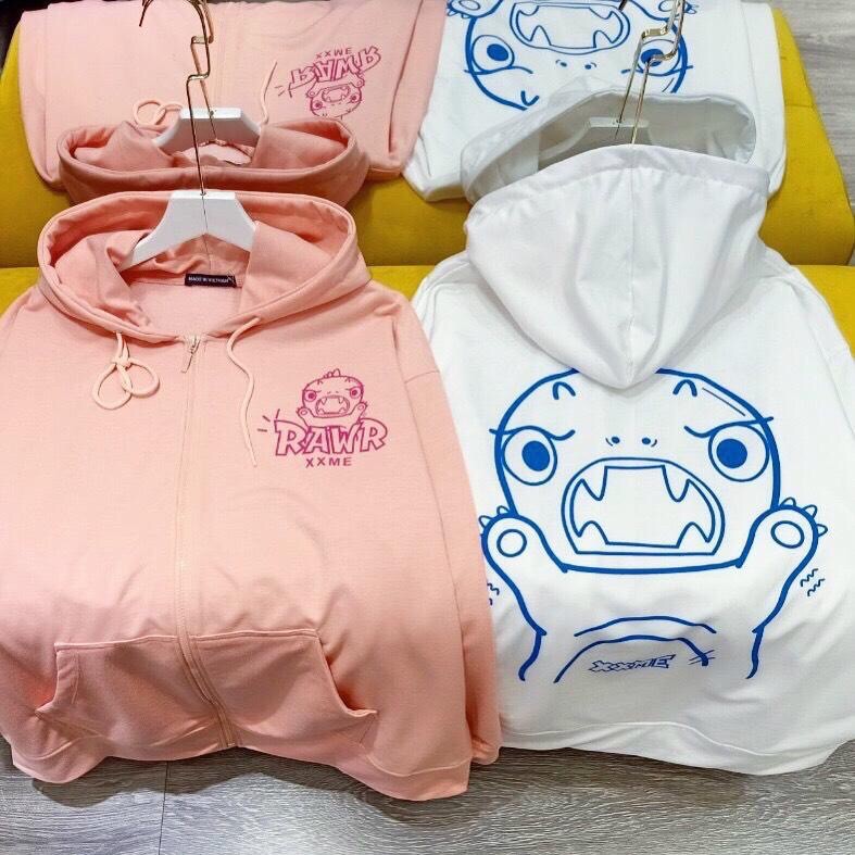 Áo khoác chống nắng form rộng nam nữ có nón ULZZANG style ❤️HOODIE ZIP IN KHỦNG LONG  VIVU123STORE   HOD134