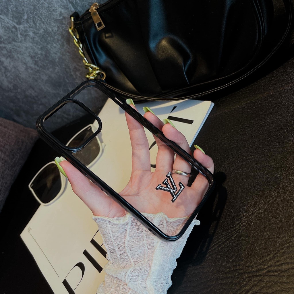 Ốp trong viền màu gắn chữ L.V đá nổi iphone 7plus/8plus/X/Xs/Xsmax/11/11promax/12/12pro/12promax/13/13pro/13promax