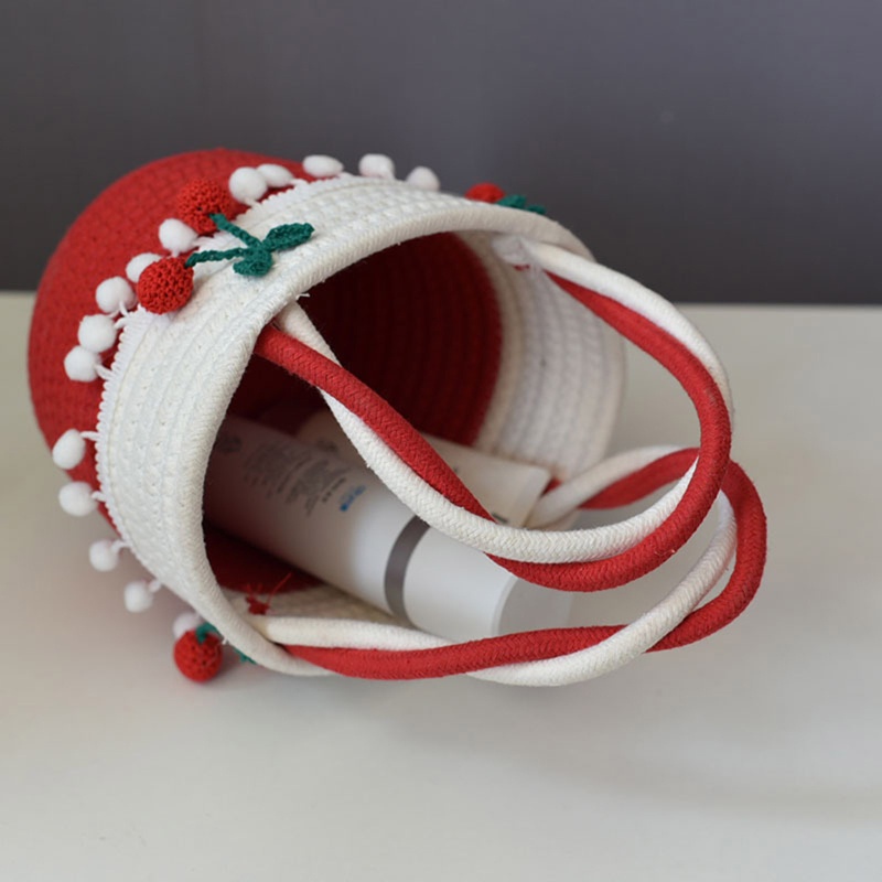 Túi Xách Đan Lát Hình Quả Cherry Dễ Thương Cho Nữ