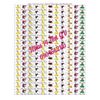 Sticker Tên GV (5 bảng 1 mẫu)