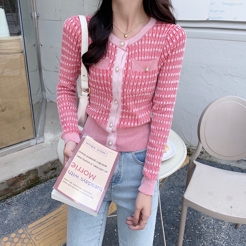 Áo dệt kim mỏng tay dài phong cách mùa thu mới cho nữ