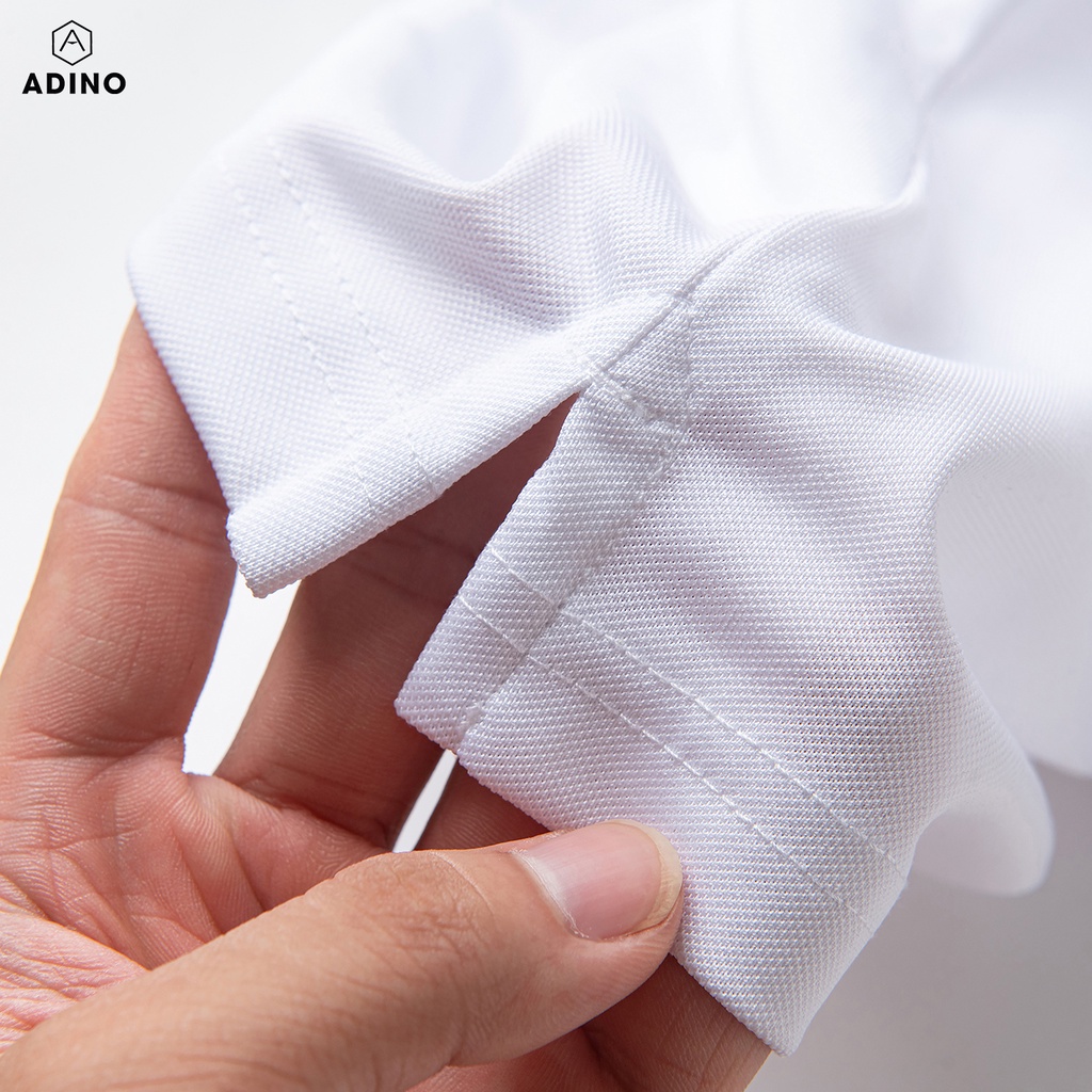 Áo polo nữ trắng phối viền ADINO vải polyester cotton không bai xù dáng công sở slimfit hơi ôm trẻ trung APN05