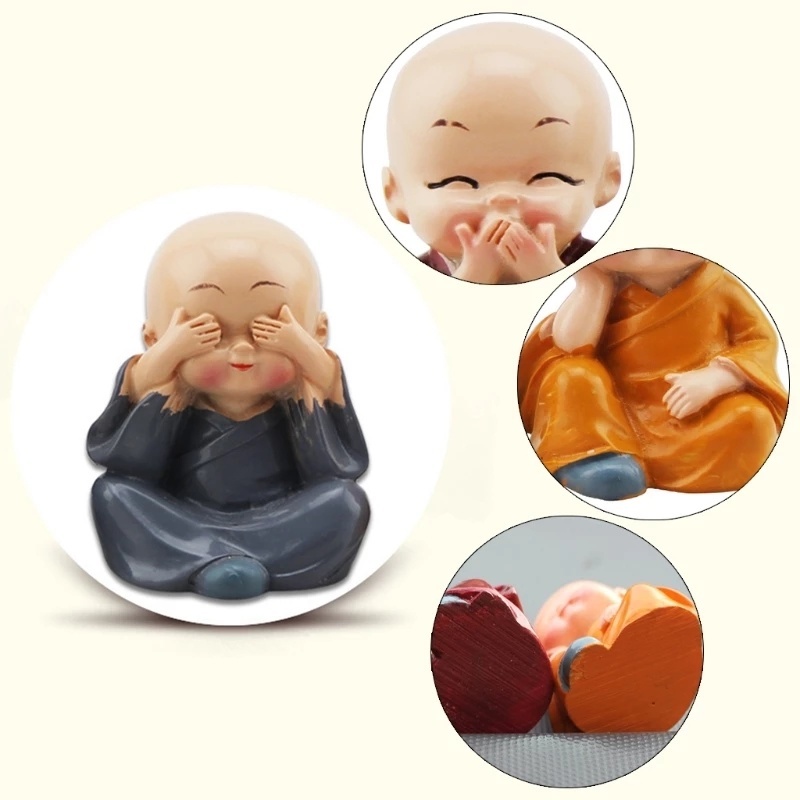 Đồ trang trí Tượng Chú Tiểu Hoạt Hình Sáng Tạo Bằng Nhựa Resin Làm Quà Tặng Đa Ứng Dụng