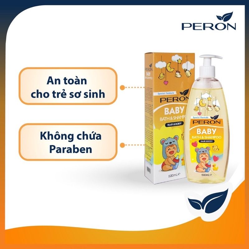PERON BABY Sữa tắm gội cho bé Peron baby bath &amp; shampoo 500ml