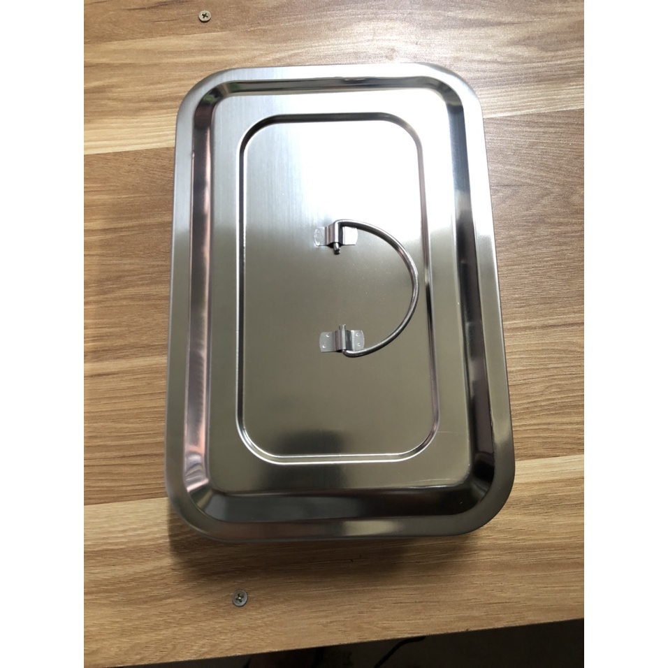 Hộp đựng dụng cụ hình chữ nhật Inox 304 -Hộp trung không lỗ 16x24x5cm