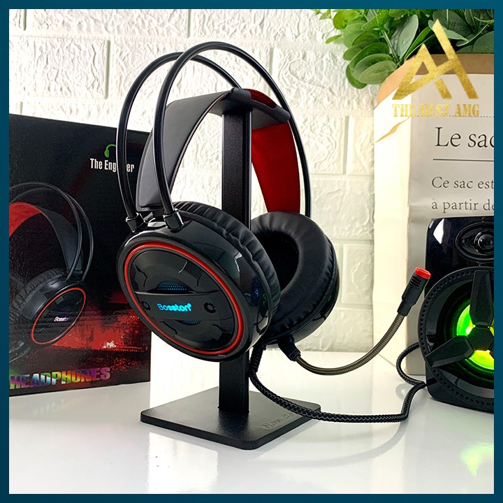 Tai Nghe Gaming Có Dây Headphone Chụp Tai BOSSTON HS-12 Đèn LED RGB - Tai Nghe Nhạc Máy Vi Tính Laptop Game Thủ Có Micro