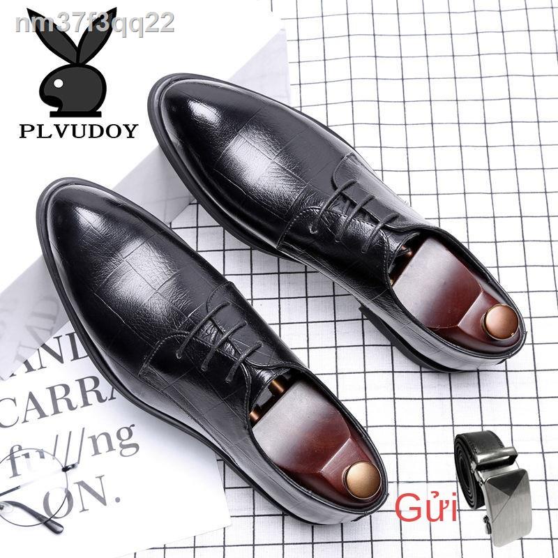 №☢Giày da nam mùa đông cộng với nhung bộ vest công sở phiên bản Hàn Quốc giản dị của Anh tăng 6cm8 cưới