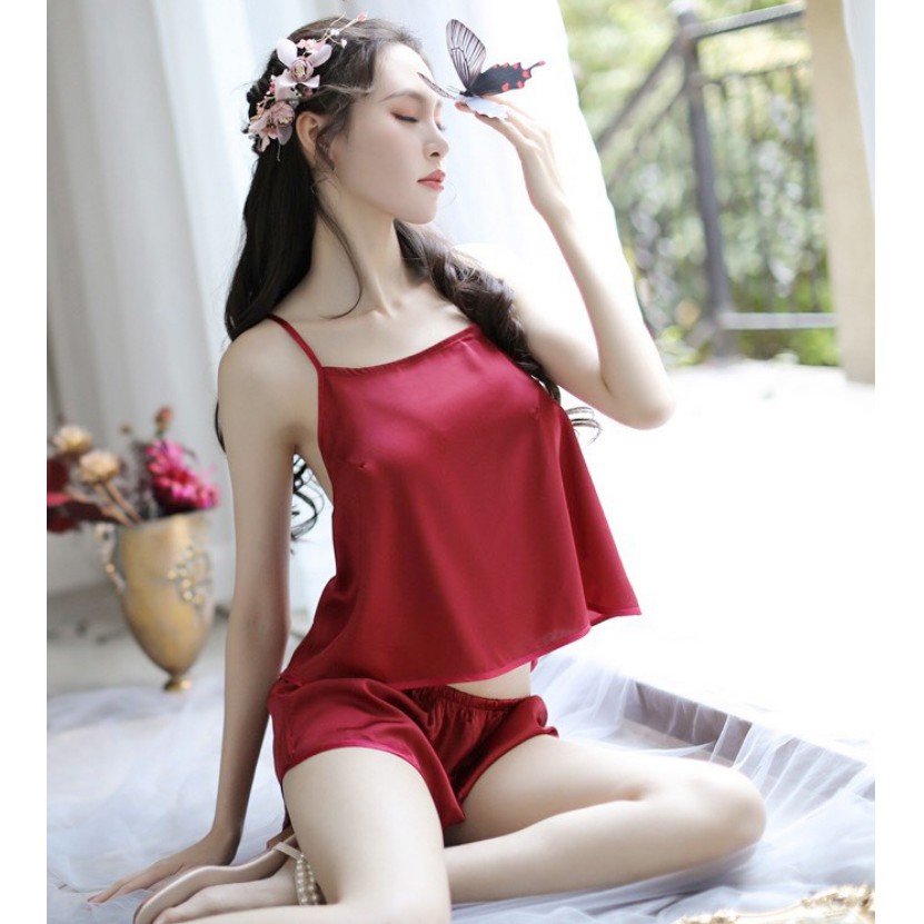 Váy ngủ sexy E9 chất lụa bóng kiểu dáng quyến rũ gợi cảm