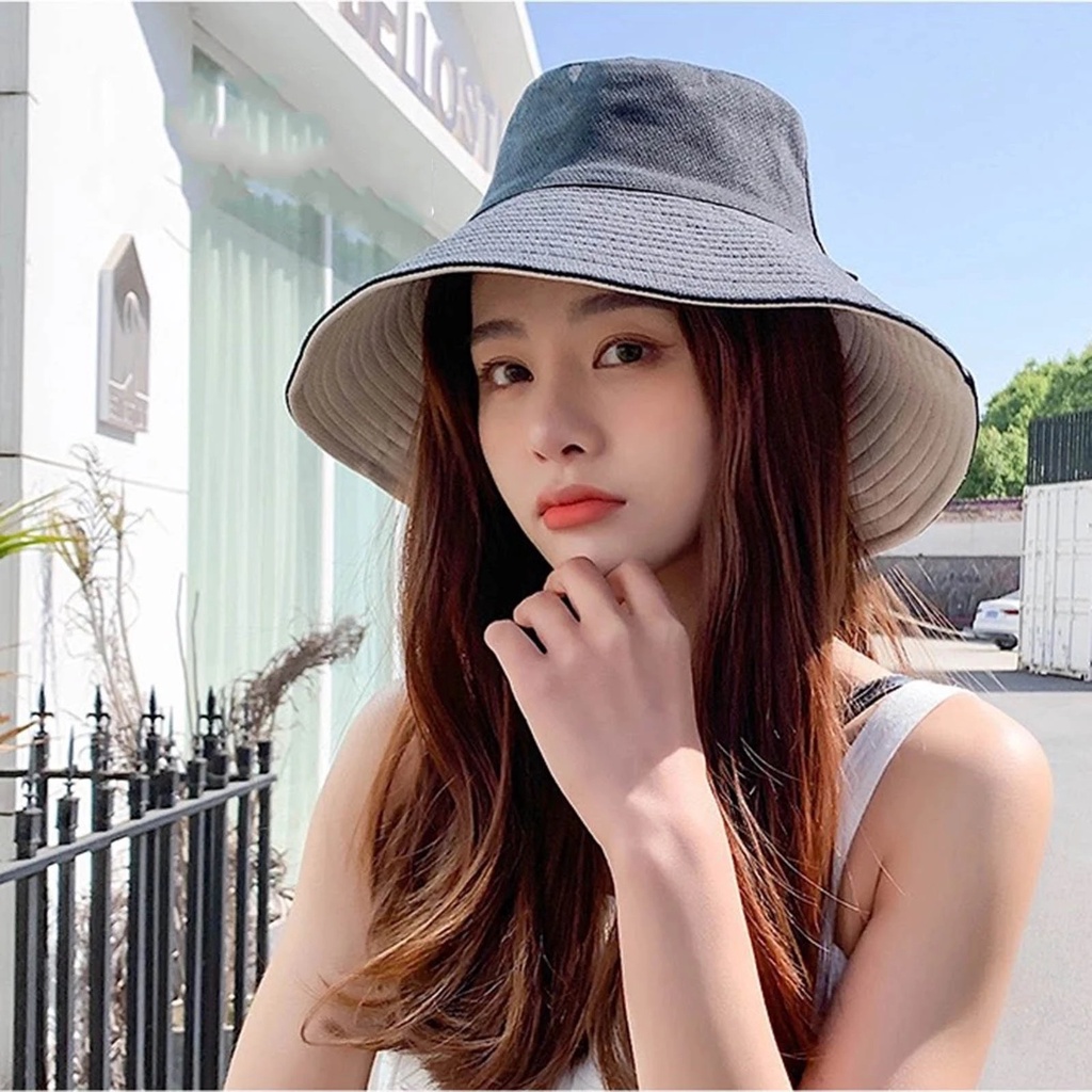 Nón tai bèo vành rộng hai mặt giúp chống tia UV phong cách thời trang mùa hè dành cho nữ