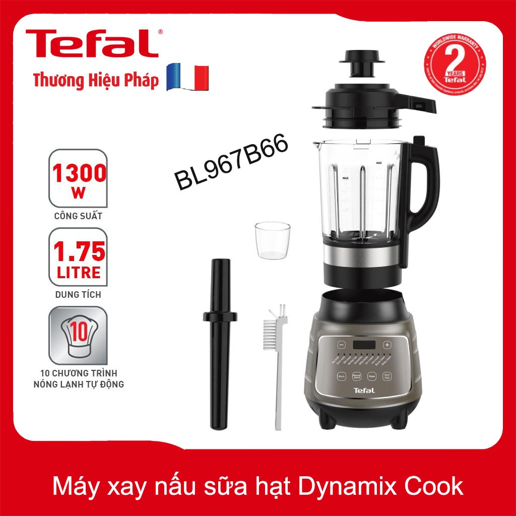 Máy xay sinh tố làm sữa hạt tự động Tefal Dynamix Cook BL967B66 công suất 1300W - Hàng chính hãng, bảo hành 24 tháng