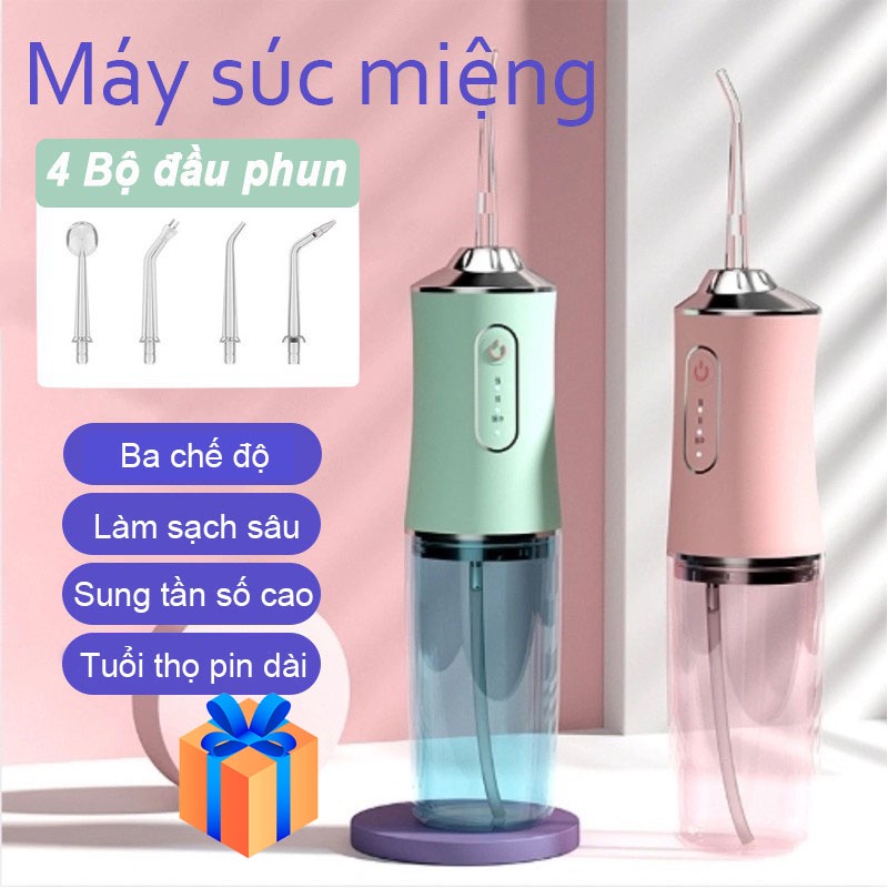 Máy Tăm Nước Cầm Tay Tăm Nước Vệ Sinh Răng Miệng Oral Irrigator Tặng 4 Đầu Vệ Sinh Dung Tích Bảo Vệ Răng Miệng Sạch Sẽ