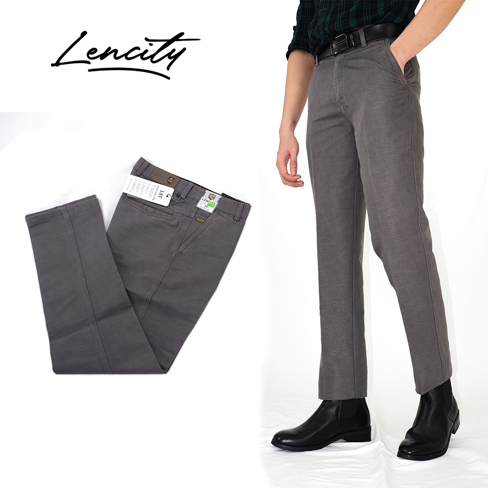 Quần Kaki Nam LENCITY Dáng Âu Màu Xám Trắng Cao Cấp Siêu Nhẹ Phong Cách Công Sở BIG SIZE, Slimfit Pants 2047LTC6