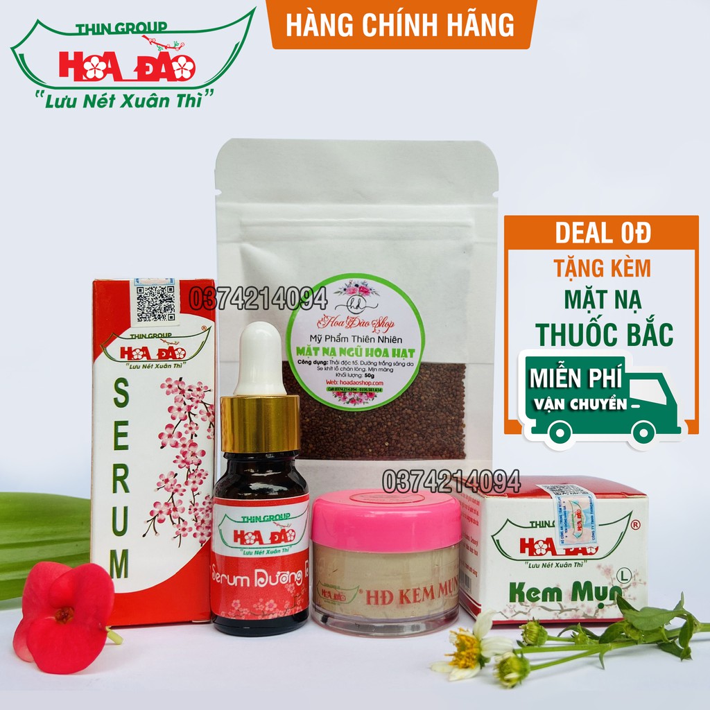 [CHÍNH HÃNG] COMBO Kem Mụn Hoa Đào 18g và Serum Dưỡng Da Hoa Đào