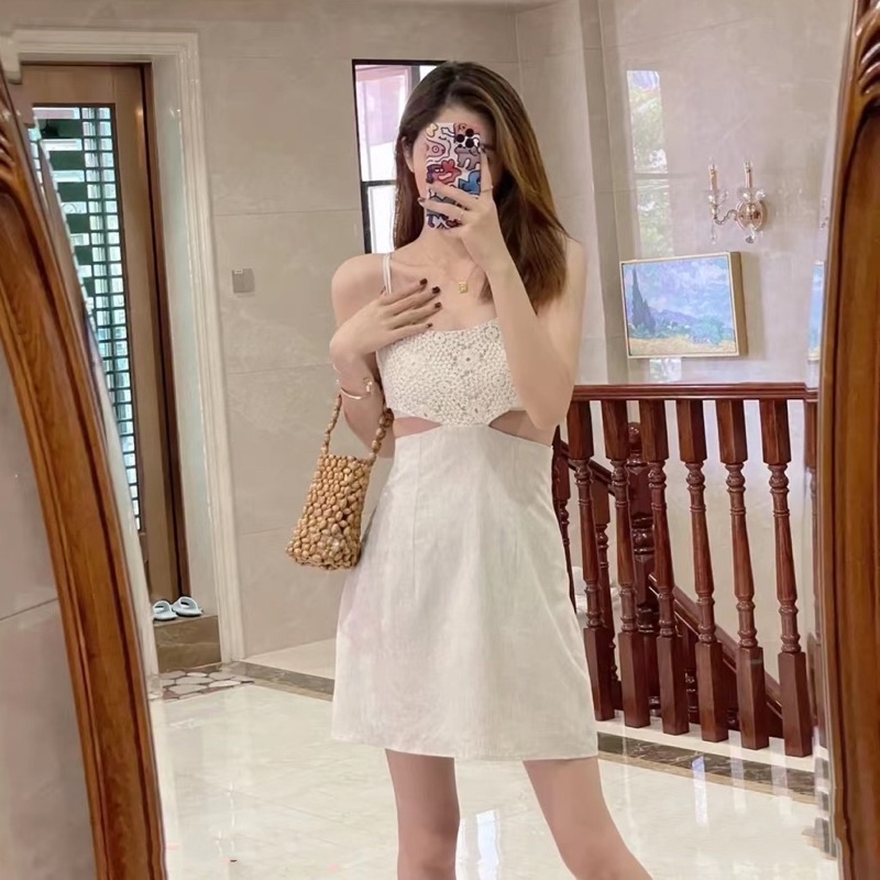 Order đầm xuất dư ZARA của nữ Đầm cut out phối len móc