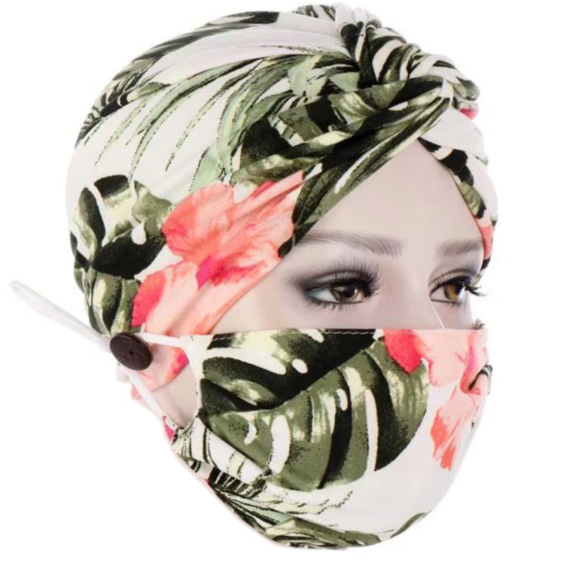 Set 2 Mũ Trùm Đầu + Mặt Nạ Chemo Họa Tiết Rằn Ri Dùng Khi Ngủ Cho Phụ Nữ Hồi Giáo Fr