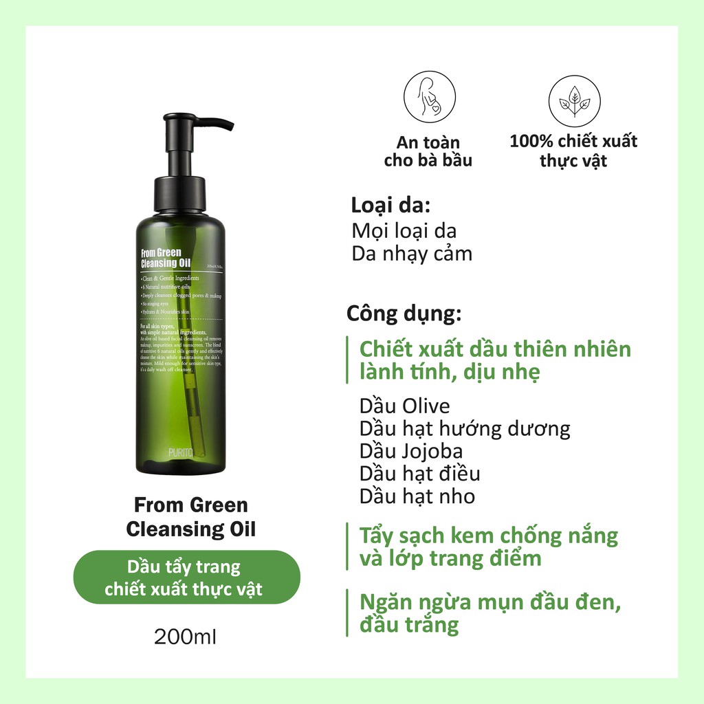 Dầu tẩy trang dịu nhẹ PURITO From Green Cleansing Oil 200ml