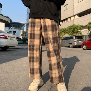 Quần culottes kẻ caro nâu