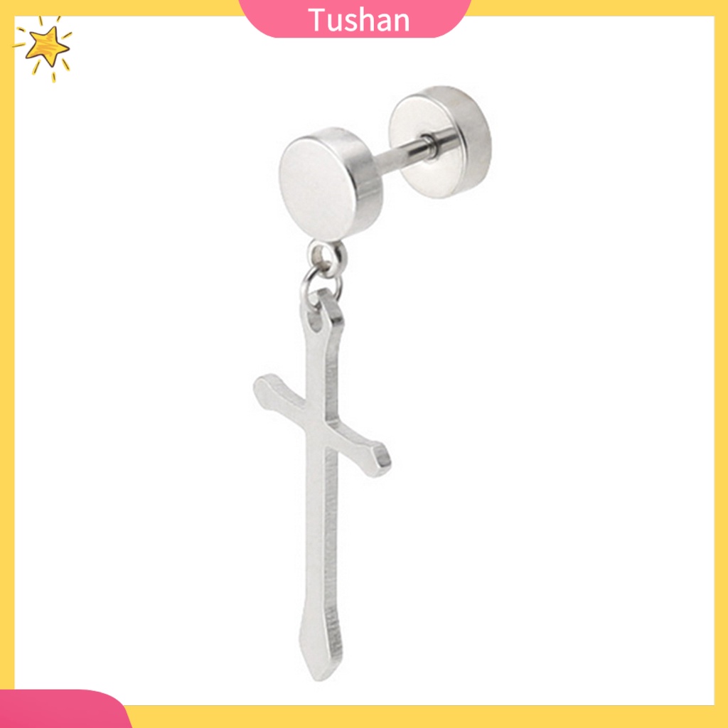 Khuyên tai kim loại hình thánh giá thời trang cho nam nữ