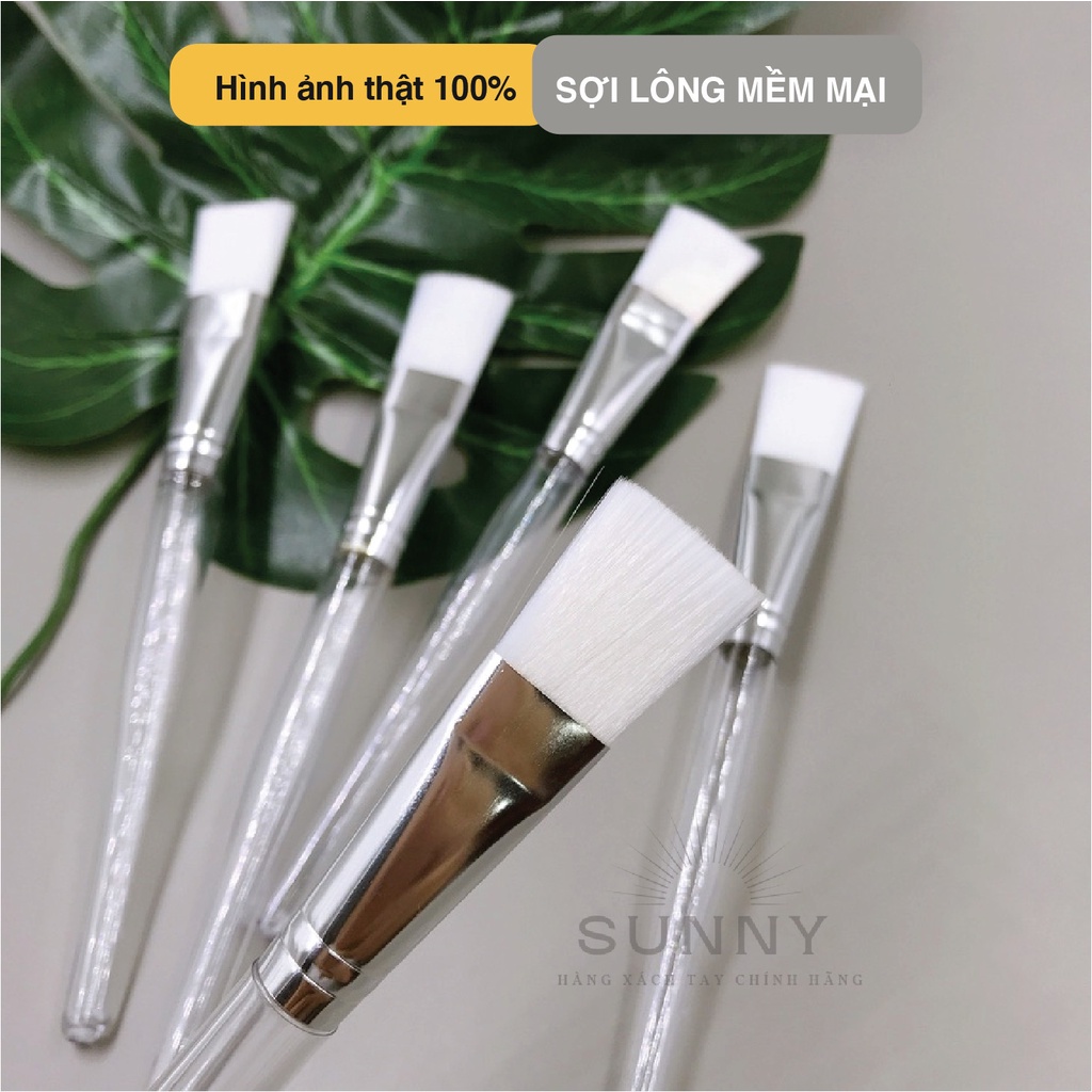 SET 5 Chổi Đắp Mặt Nạ Cán Nhựa Trong Lông Trắng Cực Mềm Mại