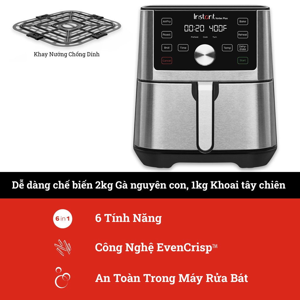 NỒI CHIÊN KHÔNG DẦU INSTANT VORTEX PLUS 5,7L 6-IN-1