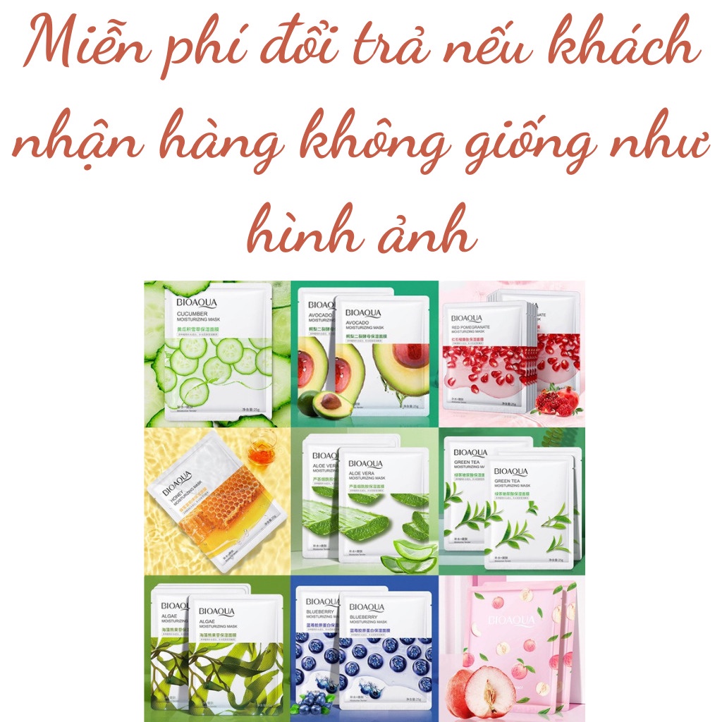 Mặt nạ giấy dưỡng da trắng sáng BIOAQUA cấp ẩm da dầu giảm mụn mask nội địa trung trái cây hoa quả