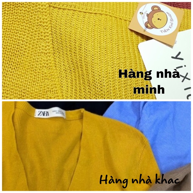 Áo khoác len cardigan cổ v tim nút phom lửng văn phòng