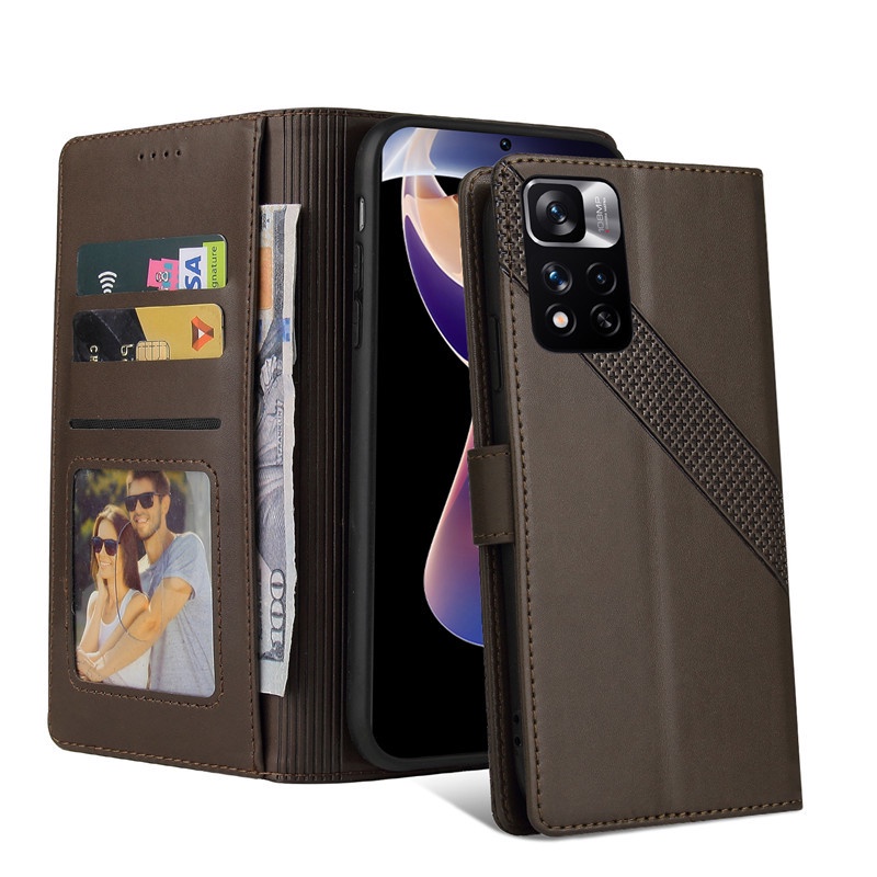 Bao da điện thoại có vân trang trí dành cho điện thoại Redmi Note 11 10 9 Pro 9T 10s 9s 8 Pro Poco M3 Pro