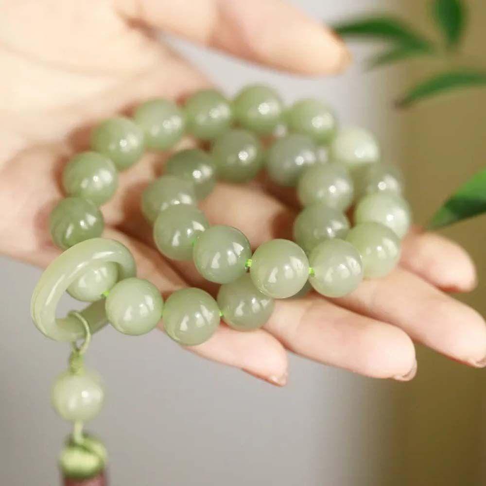 Vòng Đeo Tay Dạng Chuỗi Hạt Ngọc Bích Co Giãn Có Thể Điều Chỉnh Phong Cách Trung Hoa Cổ Điển Thời Trang Cho Nữ