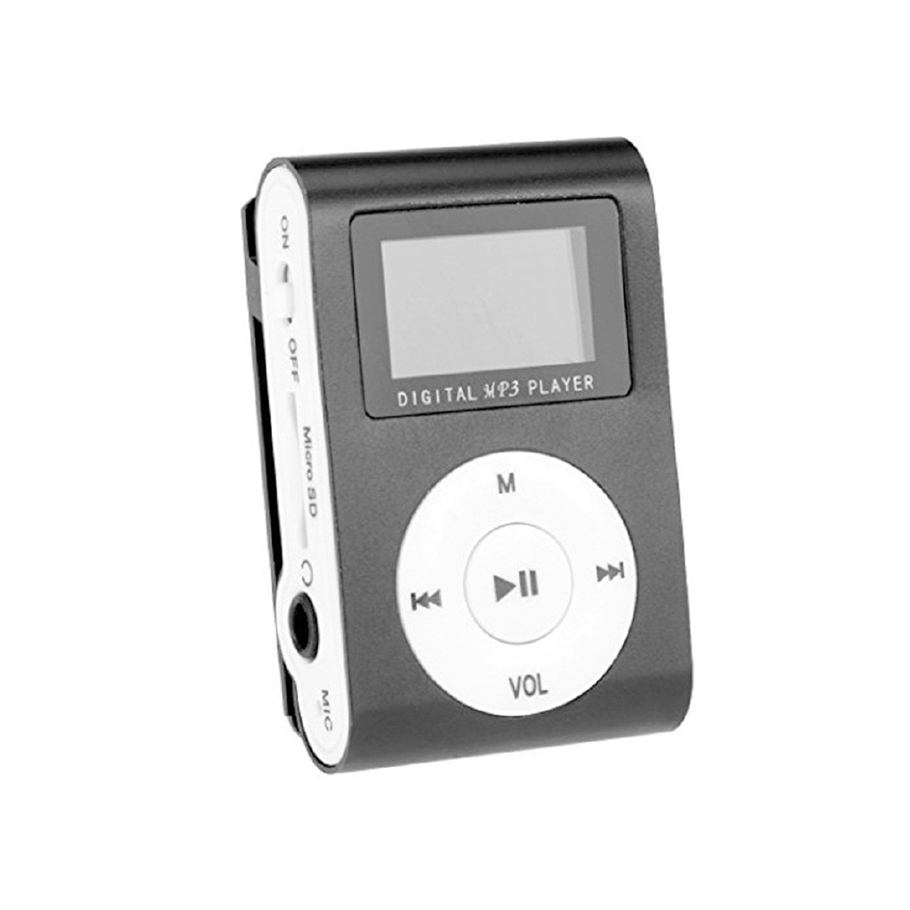 Máy nghe nhạc MP3 Player có kẹp kim loại với khe cắm thẻ nhớ và dây cáp