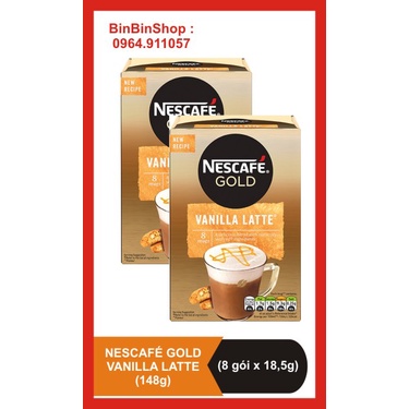 Combo 2 hộp Cà phê hòa tan cao cấp Nescafé Gold Vanilla Latte (Hộp 8 gói x 18.5g) - Nestlé