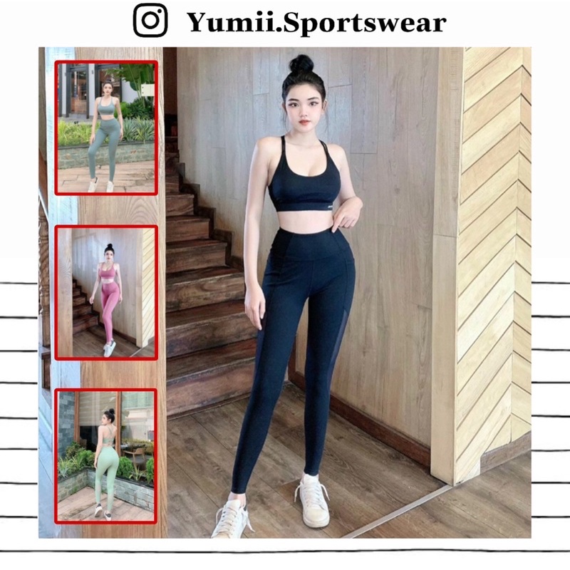 Bộ Quần Áo Thể Thao Tập Gym Yoga Nữ - Set Thể Thao Naqi 2 Dây Phối Lưới Siêu Xinh, Chất Thun Polly Mềm, Mát