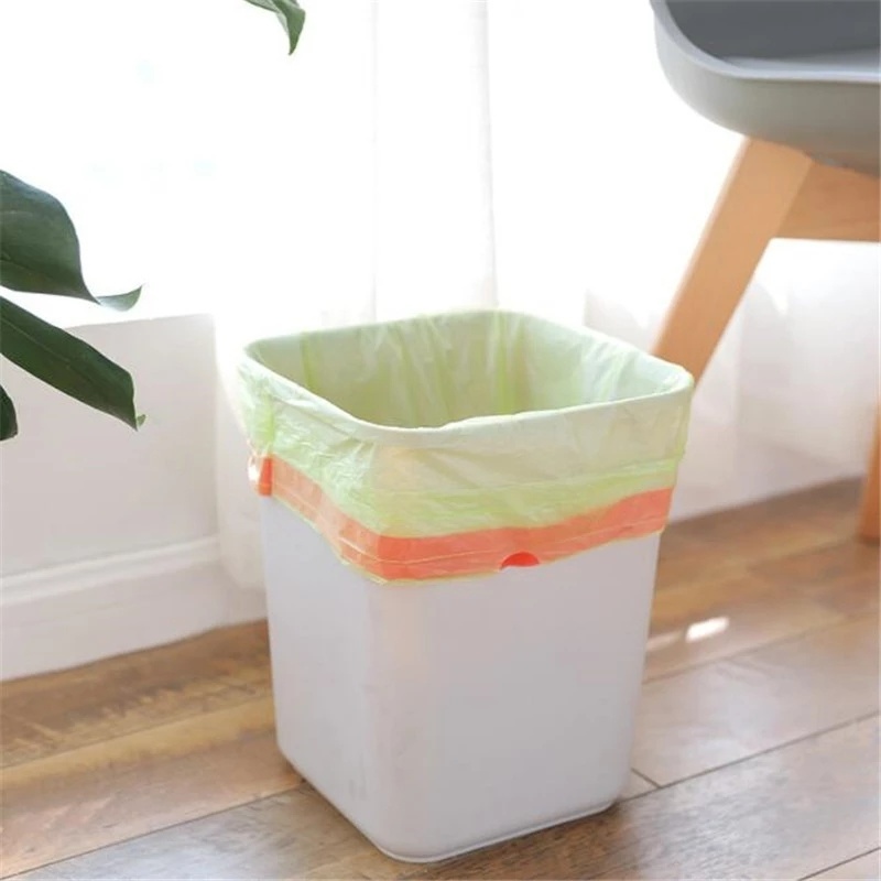 Cuộn 15 túi đựng rác bằng PE rút dây tự động dùng một lần cho nhà bếp/ hộp đựng rác/ túi rác màu ngẫu nhiên