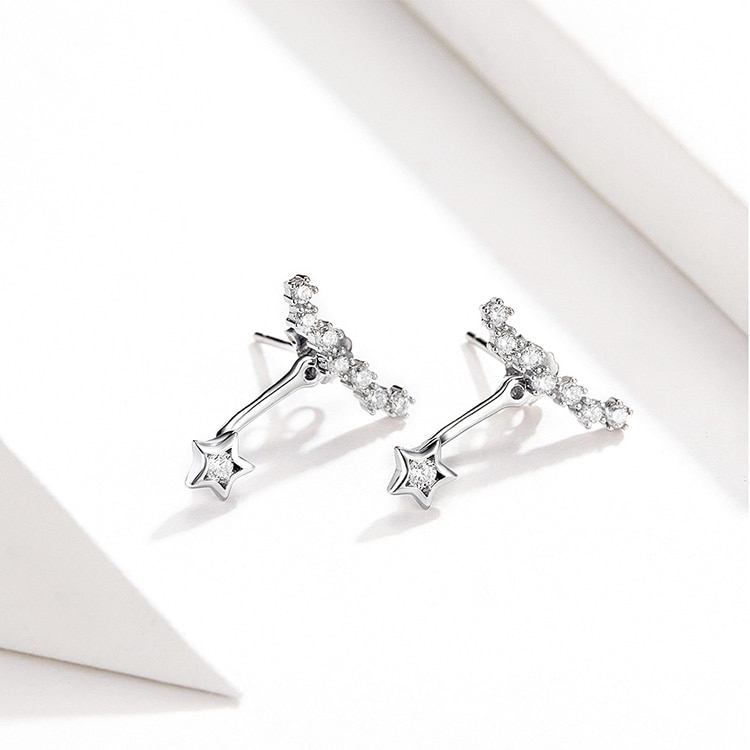 Khuyên tai Bamoer bằng bạc 925 hình ngôi sao thời trang nữ tính bse175