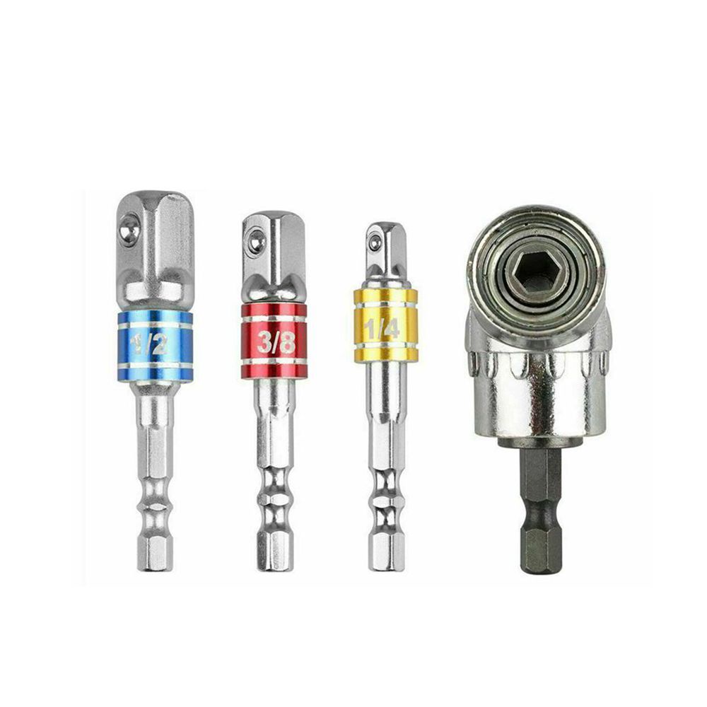 Set 4 Đầu Gắn Máy Khoan Góc Phải 105 Độ 1/4 3/8 1/2 1/4"