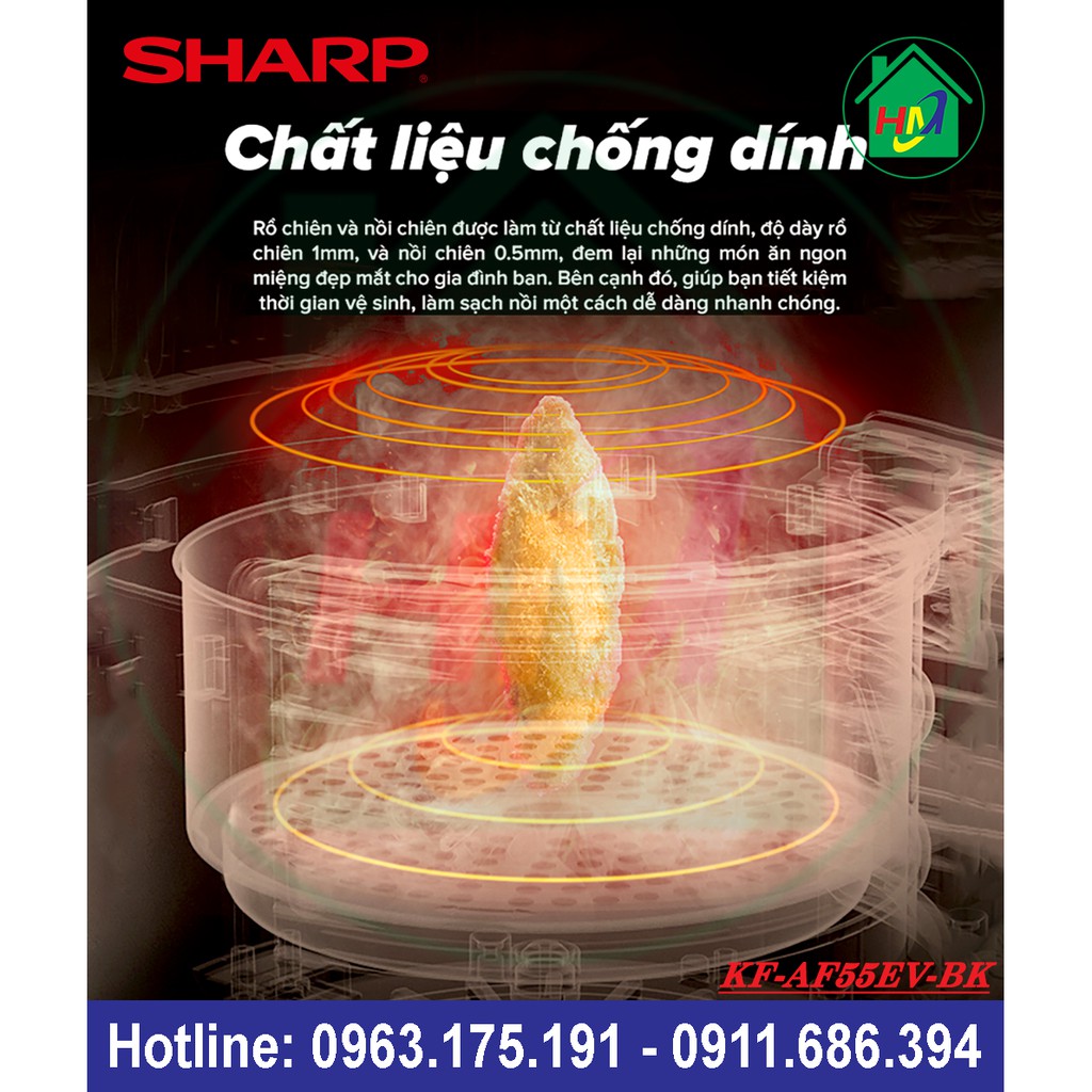 Nồi Chiên Không Dầu 5.5L Sharp KF-AF55EV-BK