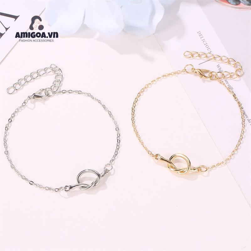 Lắc Chân Bằng Kim Loại Thắt Nút Đơn Giản Thời Trang Cho Nữ