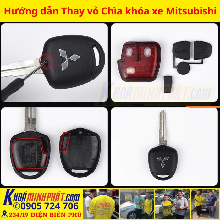 Vỏ chìa khóa xe Mitsubishi Grandis,Triton, Pajero sport V50