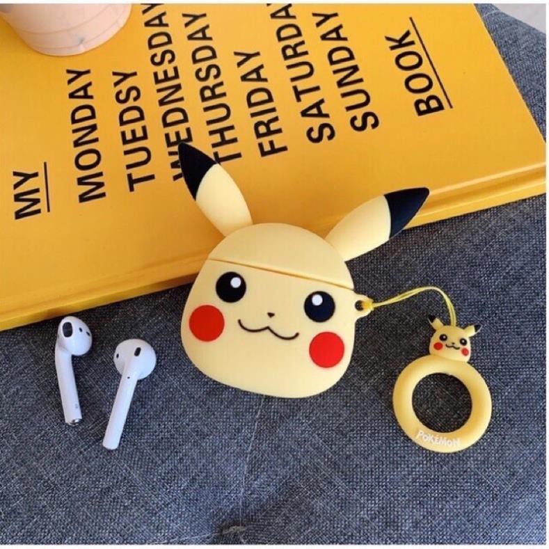 Case Airpods 2/1/i7/i9/i12 TWS - Vỏ Bao Đựng Bảo Vệ Tai Nghe, Sillicone Dẻo Chống Bám Bẩn Pikachu -Bestmall.vn