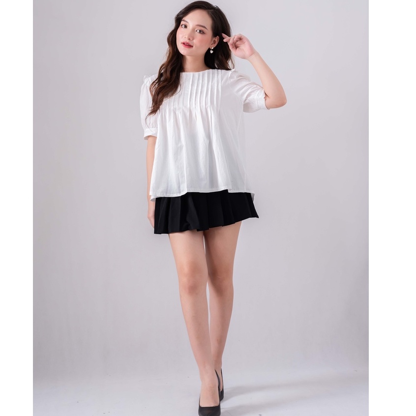 Áo babydoll trắng cộc tay khuy sau - Áo trắng cộc tay cánh tiên siêu hot