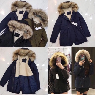 Parka mũ lông dư xịn 3 màu: đen- than- rêu