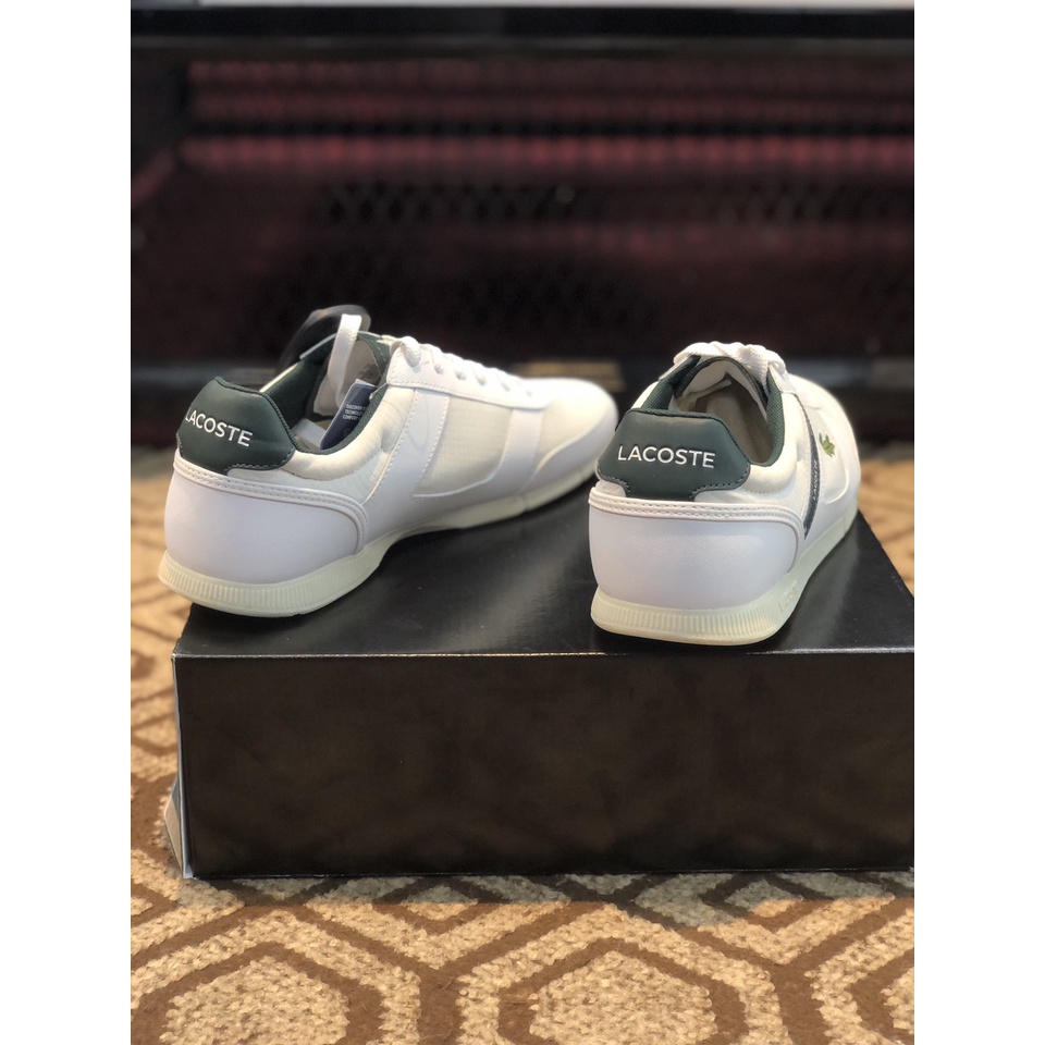 Giày sneakers trắng Lacoste nam chính hãng, giày da thật nam cá sấu màu trắng - Size 41, 43