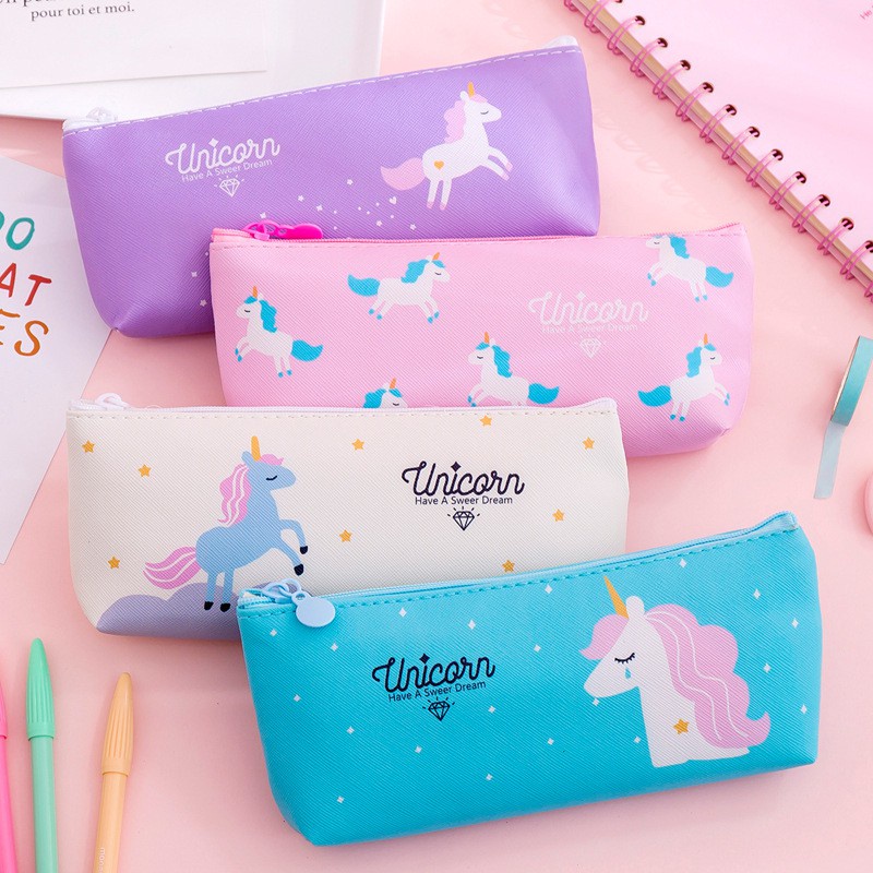 Hộp bút vải canvas hình unicorn cute dễ thương xinh xắn