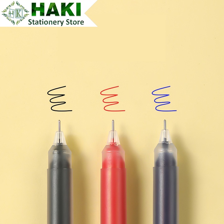 Bút gel basic ống lớn HAKI Resun hôp 12 bút ngòi 0.5mm mực đen xanh đỏ dupe Muji B64