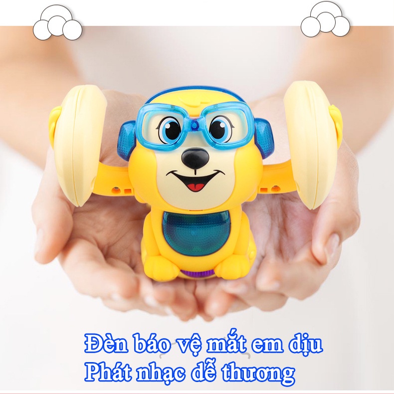 Chú Khỉ nhào lộn giải trí cho trẻ nhỏ, đồ chơi cho bé Khỉ nhào lộn xoay tròn có đèn nhạc vui nhộn