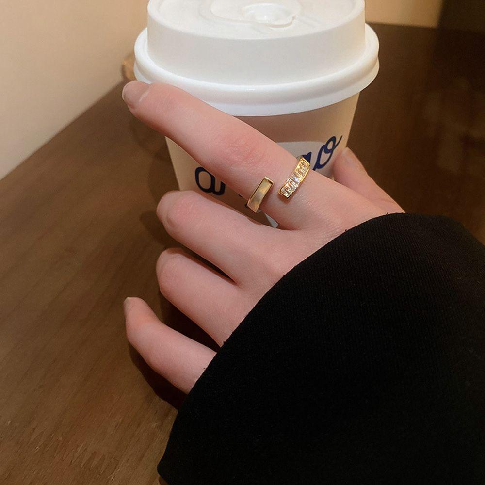 Nhẫn Thời Trang Kiểu Hình Học Cho Nữ|Nhẫn Hở Đính Đá Zircon Thời Trang Cho Nữ