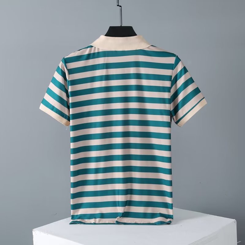 Áo Thun POLO Tay Ngắn Dáng Rộng Họa Tiết Kẻ Sọc Phong Cách Hong Kong Thời Trang Cho Nam Size M-3XL