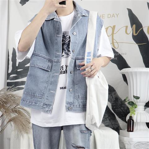 Áo Khoác Denim Không Tay Phong Cách Nhật Bản Trẻ Trung Cho Nam