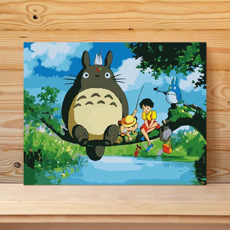 Tự làm Tranh sơn dầu kỹ thuật số Phim hoạt hình Anime My Neighbor Totoro Mickey Học sinh Trẻ em Vẽ tay Màu trang trí phò