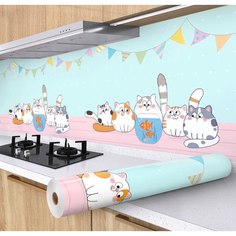 1M decal dán tường nhà bếp khổ 60cm mẫu hoạt hình, trái cây siêu đẹp D224